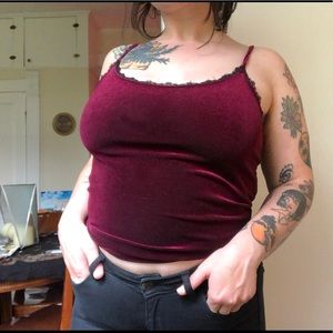 Vintage 90s red velvet cami